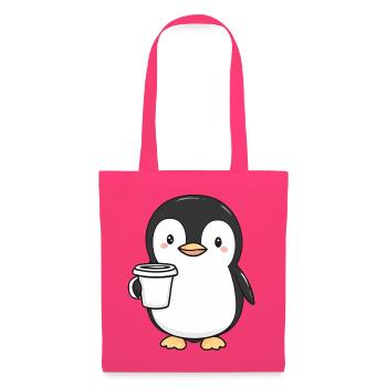 Niedlicher Pinguin mit Kaffeetasse - Entzückendes Design - Stoffbeutel - Azalea - Vorne