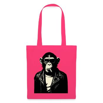 Schimpanse Rebel Biker Illustration - Stoffbeutel - Azalea - Vorne