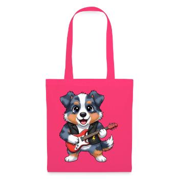 Chien à bascule avec guitare - Sac en tissu - rose azalée - Devant