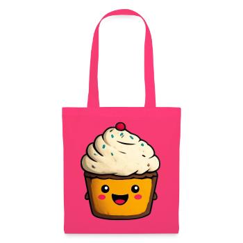 Kawaii Cupcake Gesicht Illustration - Stoffbeutel - Azalea - Vorne
