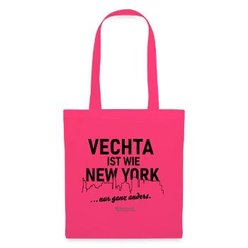 Vechta T-Shirt Spruch wie New York - Stoffbeutel - Azalea - Vorne