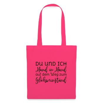 Du und ich Hand in Hand Glühwein Spruch schwarz - Stoffbeutel - Azalea - Vorne