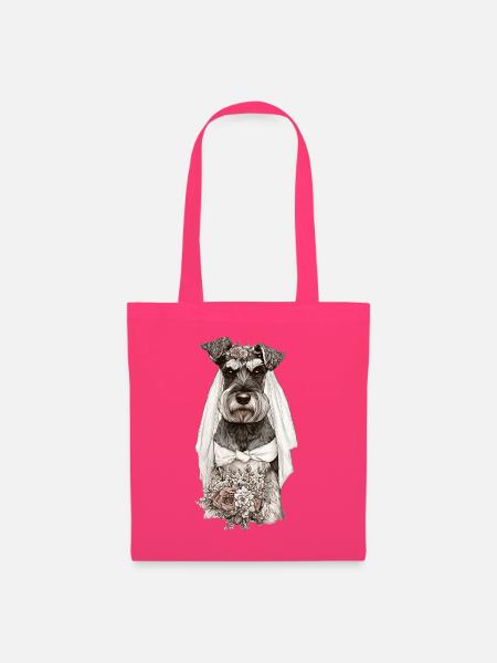 Schnauzer Braut mit Blumen - Stoffbeutel - Azalea