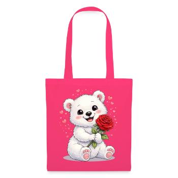 Cute Bear with Rose – Valentine's Day Motif - Tote Bag - azalea - Front