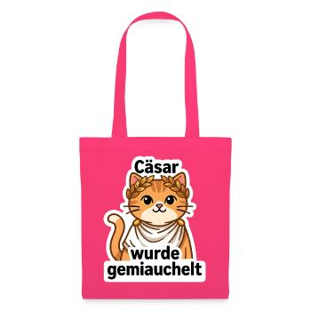 Lustiges Cäsar Katze Sticker T-Shirt - Stoffbeutel - Azalea - Vorne