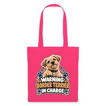 Warnung. Border Terrier im Kommando - Stoffbeutel - Azalea - Vorne