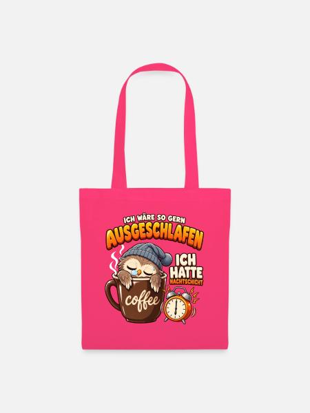 Nachtschicht: Müde Eule mit Kaffee - Stoffbeutel - Azalea
