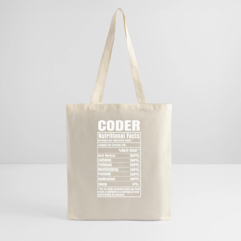 Coder Nutritional Facts Coder Programmer Computer Stoffbeutel