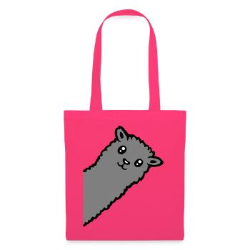Tête de lama en alpaga gris curieux drôle de look - Sac en tissu - rose azalée - Devant