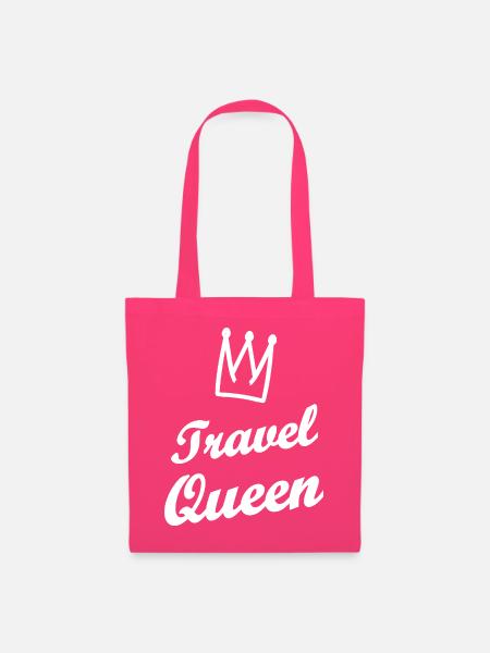 Travel Queen Krone Schrift - Stoffbeutel - Azalea