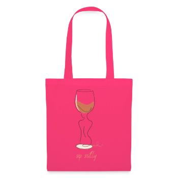 Sip Softly – Wein Line Art Design für Frauen - Stoffbeutel - Azalea - Vorne