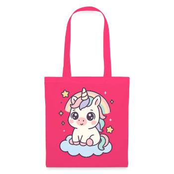 Kawaii Einhorn auf Wolke mit Regenbogen Sterne - Stoffbeutel - Azalea - Vorne
