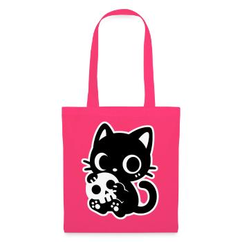 Süße Gruselkatze mit Totenkopf | Kawaii Spooky Mot - Stoffbeutel - Azalea - Vorne