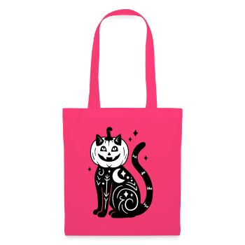 Halloween Katze Kürbiskostüm - SW mit Sternen - Stoffbeutel - Azalea - Vorne