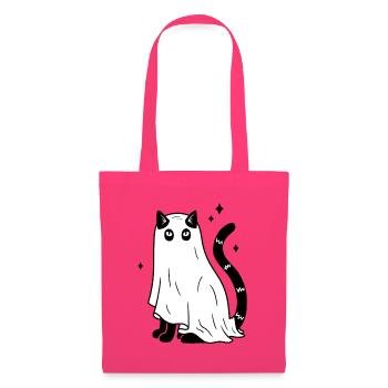 Halloween Katze Gespenst - SW mit Sternen - Stoffbeutel - Azalea - Vorne