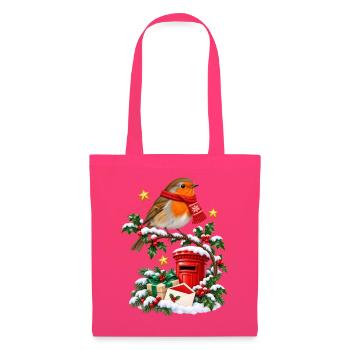 Weihnachts-Robin und roter Briefkasten - Stoffbeutel - Azalea - Vorne