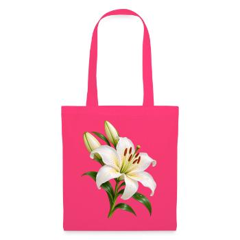 Weiße Lilienblüte mit Tau - Stoffbeutel - Azalea - Vorne