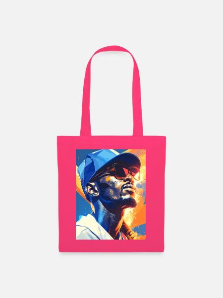 Geometrisches Neon-Porträt Baseballspieler - Stoffbeutel - Azalea