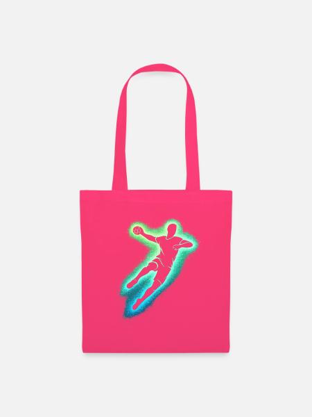 Neon Handball Sprung Silhouette - Stoffbeutel - Azalea