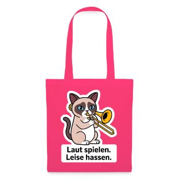 Posaune Posaunist Katze Blechbläser T-Shirt - Stoffbeutel - Azalea - Vorne