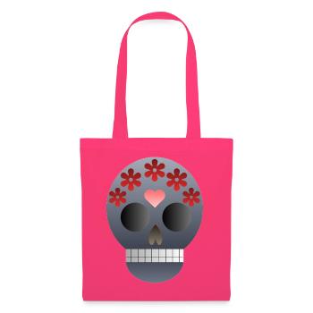 Totenkopf mit Blumen und Herz - Stoffbeutel - Azalea - Vorne