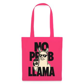 No Prob Llama – Lama mit Kaffeebecher - Stoffbeutel - Azalea - Vorne