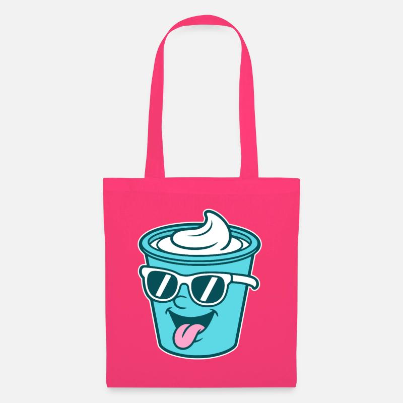 Crème Joghurt Sahne Eis - Becher mit Sonnenbrille - Stoffbeutel - Azalea