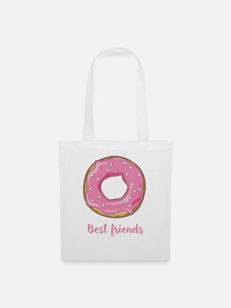Donut Lieblingsessen süß naschen rosa zuckerguß lo - Stoffbeutel - Weiß