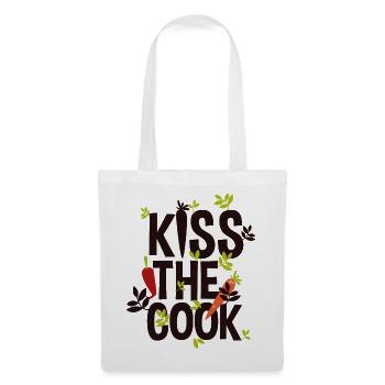 Embrassez le cuisinier - Avec l'amour et la cuisine chemise de cuisson - Sac en tissu - blanc - Devant