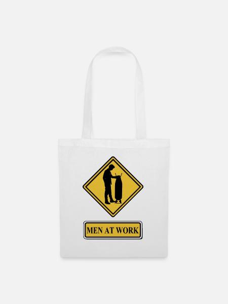 Men at work Geschenk Idee Männer Hausarbeit Bügeln - Stoffbeutel - Weiß
