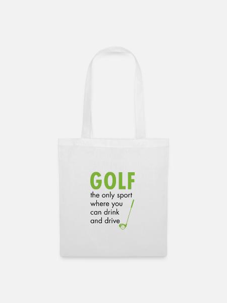 Golf golfen Golfschläger Caddy Geschenk Golfshirt - Stoffbeutel - Weiß