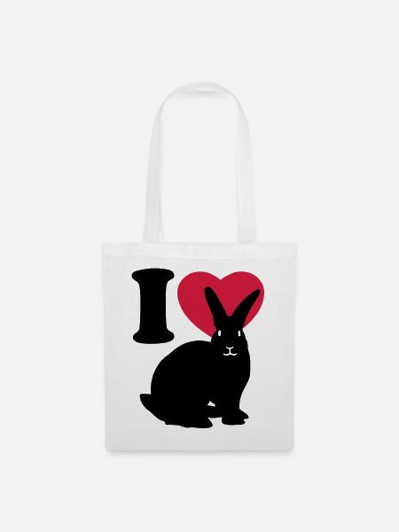 I love rabbits - Ich liebe Kaninchen. - Stoffbeutel - Weiß