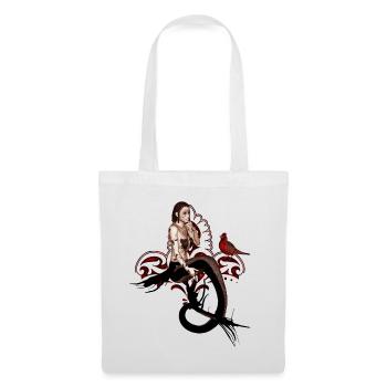 Magnifique sirène noire assise dans un arbre - Sac en tissu - blanc - Devant