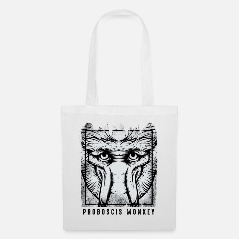 Vintage Retro Style Nasenaffe Wildtier Geschenk - Stoffbeutel - Weiß