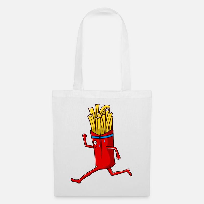 Laufende Tüte Pommes - Stoffbeutel - Weiß
