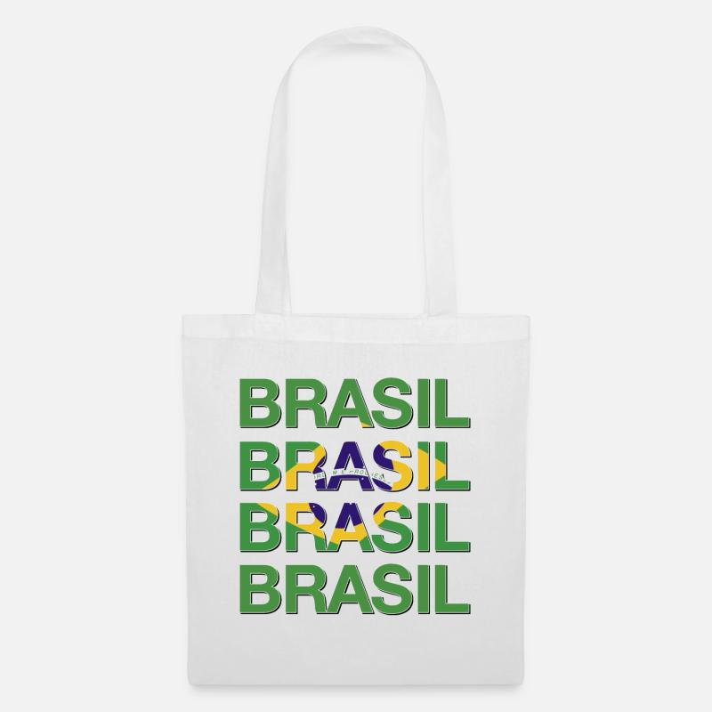BRASIL Logo multiple Vert Jaune Bleu - Sac en tissu - blanc