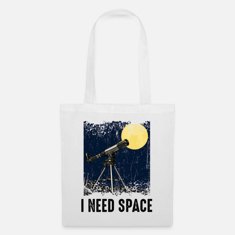 I Need Space Teleskop Cool Astronomie-Fan Geschenk - Stoffbeutel - Weiß