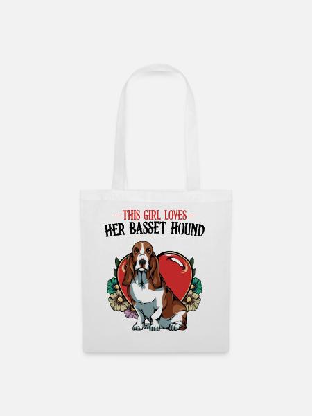 Beagle Herz Blütenmotiv - Stoffbeutel - Weiß