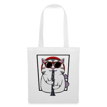 Clarinettiste chat avec lunettes de soleil - Sac en tissu - blanc - Devant