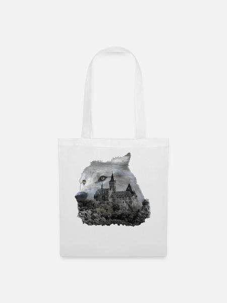 Wolf, Wolfskopf und der Harz - Stoffbeutel - Weiß