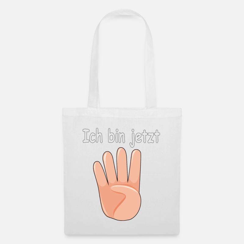 Hand Ich Bin Jetzt 4 Jahre Geburtstagsgeschenk - Stoffbeutel - Weiß