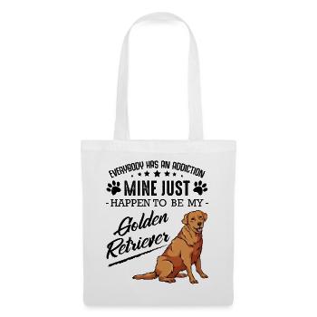 Goldener Retriever Hund auf Schwarz - Stoffbeutel - Weiß - Vorne