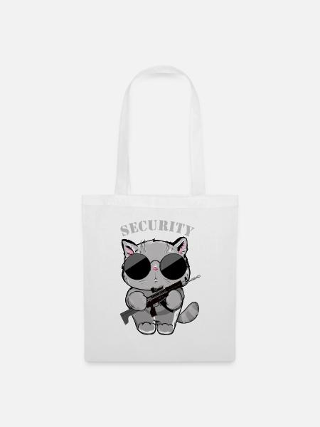 Katzen-Sicherheitsagent mit Waffe - Stoffbeutel - Weiß