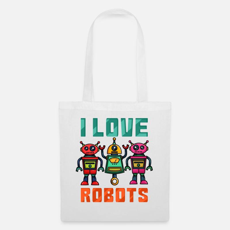 Roboter Robot - Stoffbeutel - Weiß