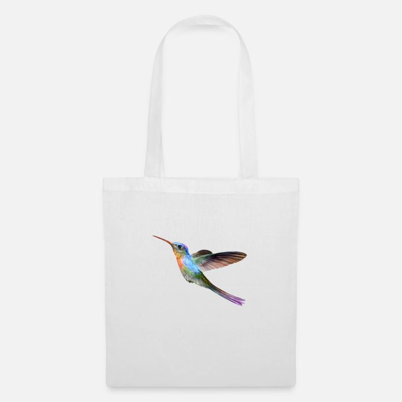 Farbenfroher Kolibri im Flug - Stoffbeutel - Weiß