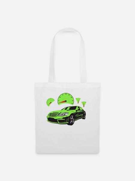 Car Tuning Tacho Auto Automobil Raser PS Rally - Stoffbeutel - Weiß