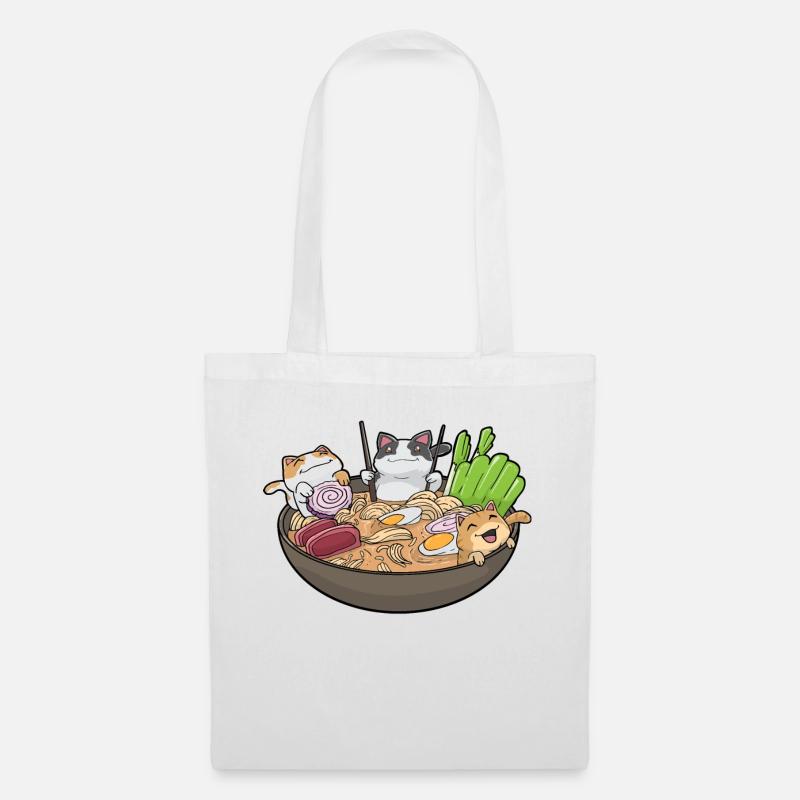 Ramen Katzen Kawaii - Stoffbeutel - Weiß