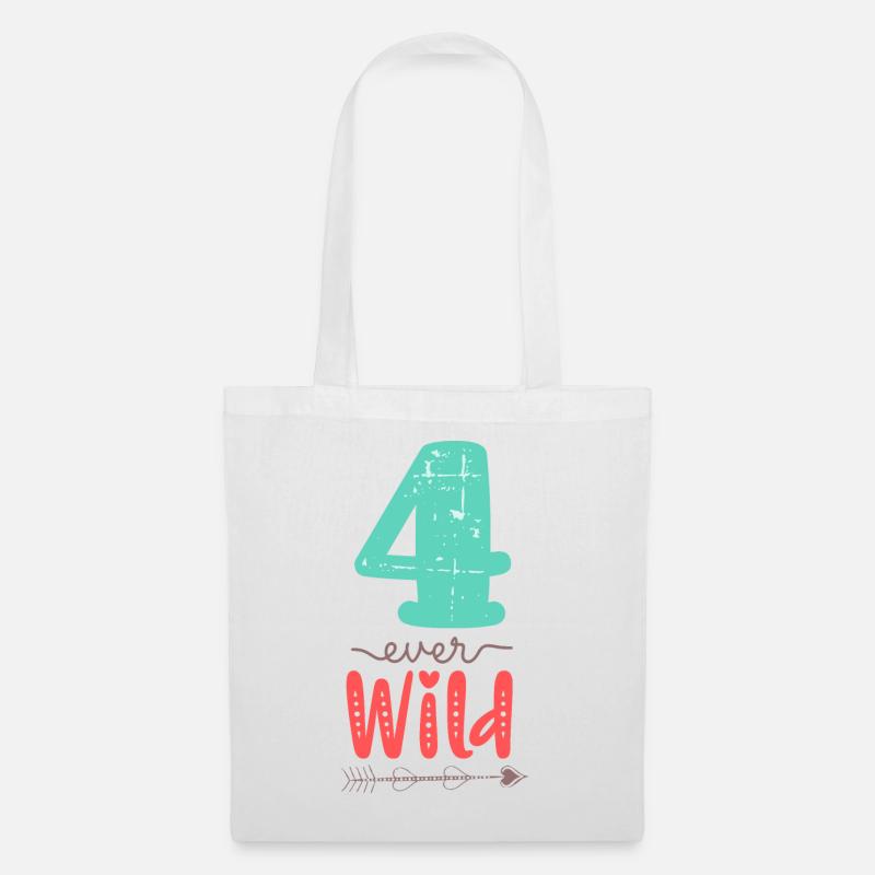 Four Ever Wild 4. Geburtstag Geschenk Mädchen - Stoffbeutel - Weiß
