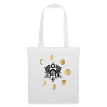 Phase de lune : motif circulaire doré - Sac en tissu - blanc - Devant