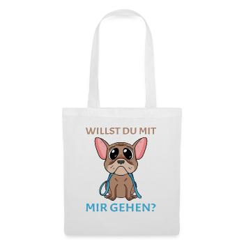 Willst du mit mir(Gassi) gehen? - Stoffbeutel - Weiß - Vorne